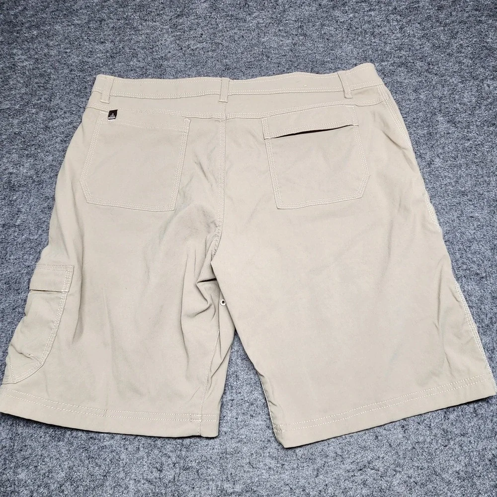 Prana Mens Belted Stretch Nylon Zion Shorts Gray Khaki 38 10